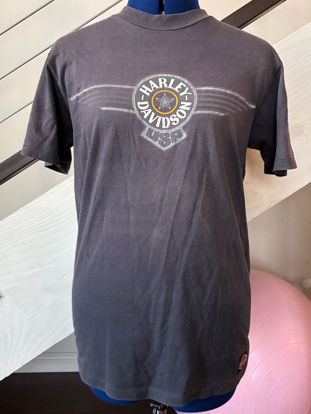 Harley-Davidson Black Short Sleeve Tee with Silver and Gold Logo